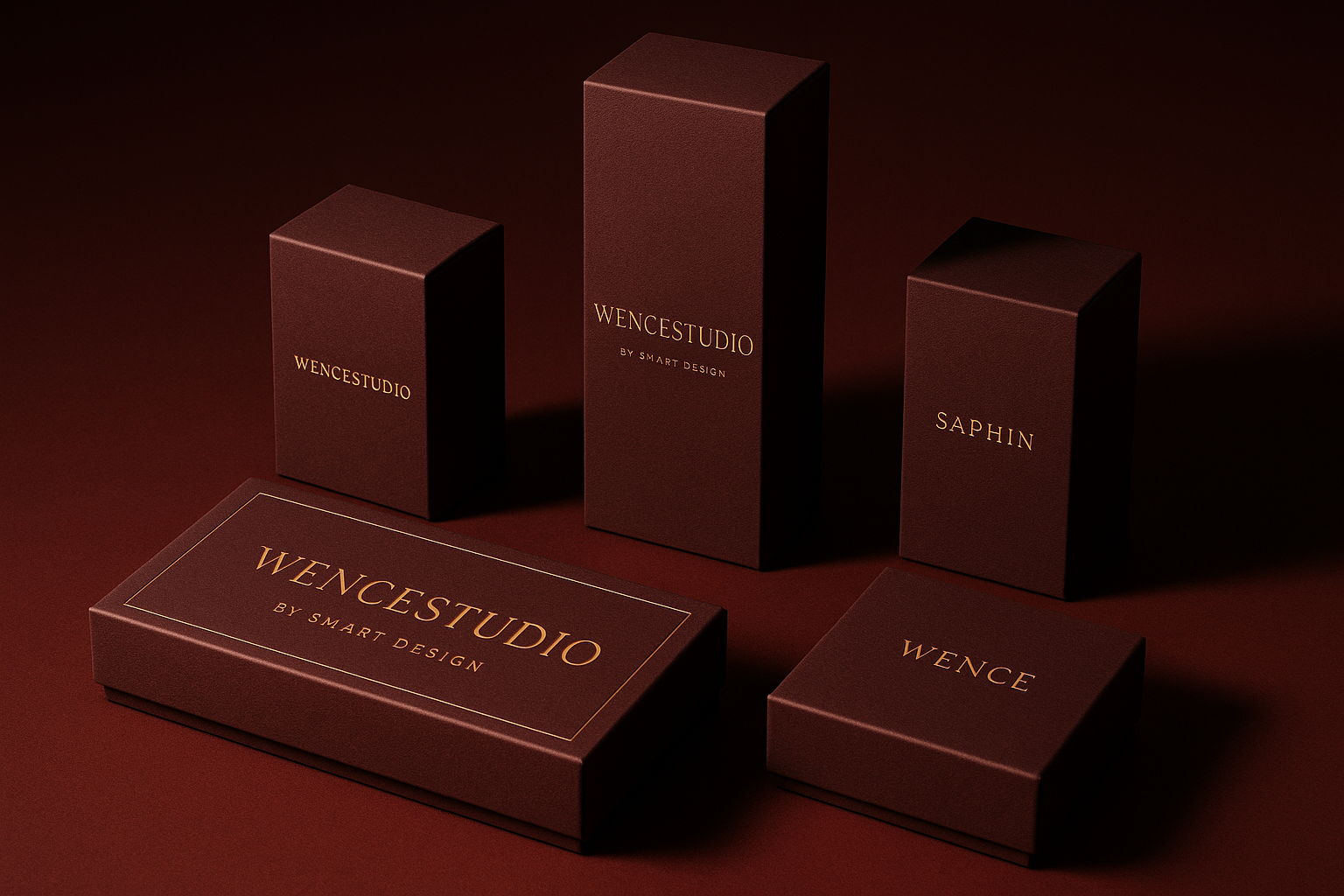 Luxury packaging concept with dark and light branded boxes